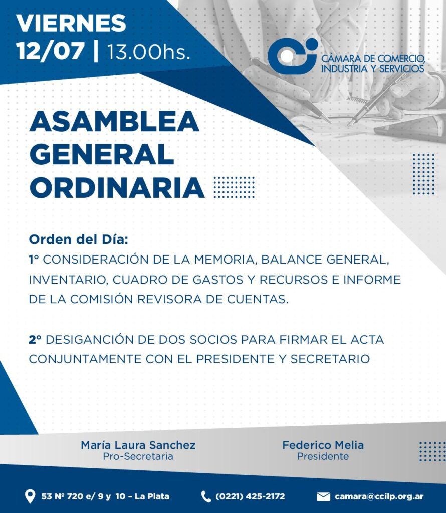 Asamblea 12 7 Cámara de Comercio, Industria y Servicios de La Plata